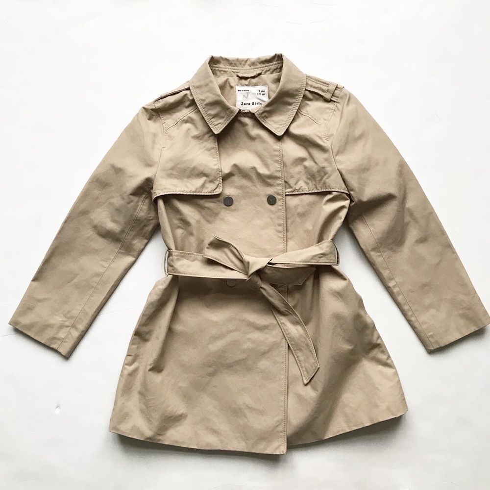 Zara Kids 7Y Classic Preppy Trench Light Jacket Spring Quiet Luxury Capsule